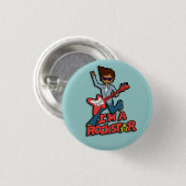 ロックスターのギターの男の子の青ボタン 缶バッジ (正面&裏面)