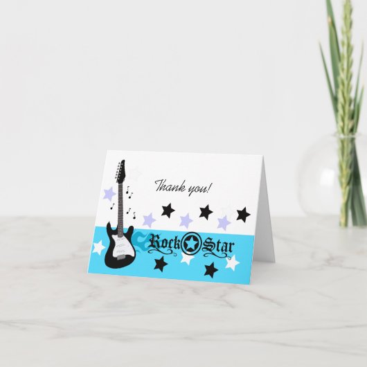 ロックスターのギターの*Blue*はメッセージカードのサイズ感謝していしています サンキューカード (正面)