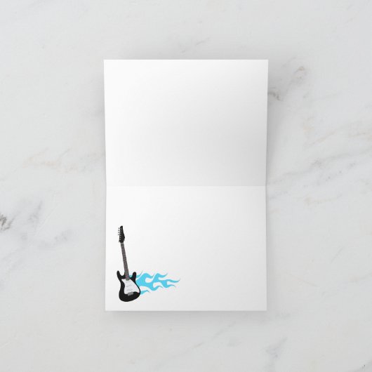 ロックスターのギターの*Blue*はメッセージカードのサイズ感謝していしています サンキューカード (内部)