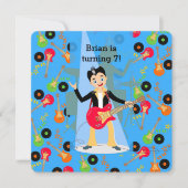 ロックスターのギタープレーヤーの誕生日パーティーの招待 招待状 (正面)