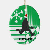 ロックスターのギター奏者のサンタの帽子のオーナメント セラミックオーナメント (右)