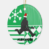 ロックスターのギター奏者のサンタの帽子のオーナメント セラミックオーナメント (左)