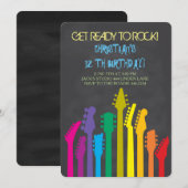 ロックスターのギター バースデーパーティーの招待状 招待状 (正面/裏面)