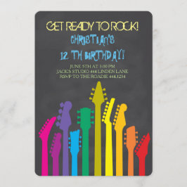 ロックスターのギター バースデーパーティーの招待状 招待状
