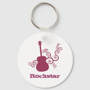 ロックスターのギターKeychainの明るい赤紫色 キーホルダー