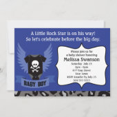 ロックスターのスカルのベビーシャワー 招待状 (正面)