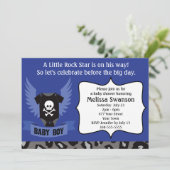 ロックスターのスカルのベビーシャワー 招待状 (スタンド正面)