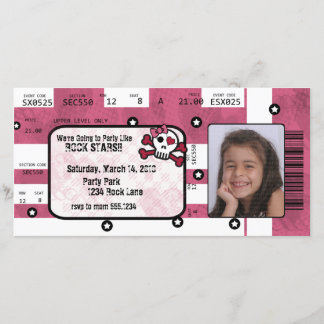 ロックスターのチケットの招待状かサンキューカード サンキューカード