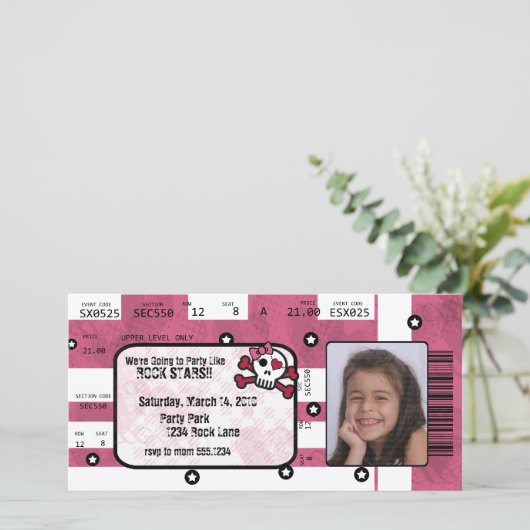 ロックスターのチケットの招待状かサンキューカード サンキューカード (スタンド正面)