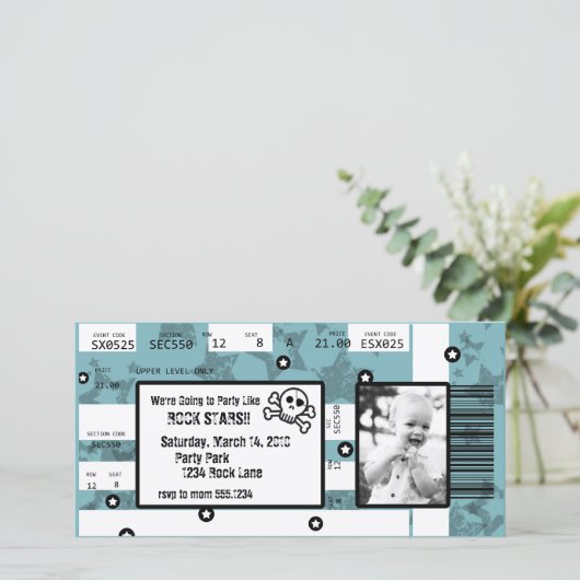 ロックスターのチケットの招待状かサンキューカード サンキューカード (スタンド正面)