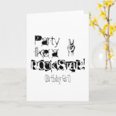 ロックスターのバースデー・カードのようなパーティー カード (黄色い花)