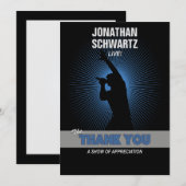 ロックスターのバー(ユダヤ教の)バル・ミツバーはあなた、Blckまたは銀または青感謝していしています サンキューカード (正面/裏面)