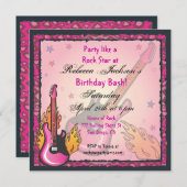ロックスターのパーティー招待状 招待状 (正面/裏面)
