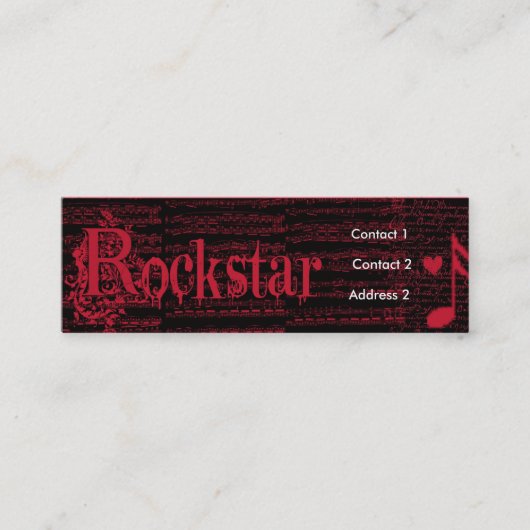 ロックスターのプロフィールカードのようなプロフィールは売春の手引きをしました スキニー名刺 (正面)