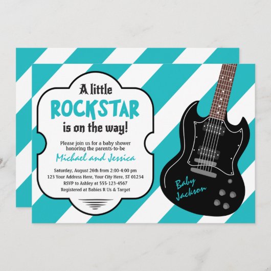 ロックスターのベビーシャワーの招待状|の石従属的なベビー 招待状 (正面/裏面)