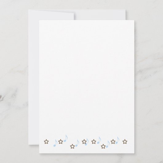 ロックスターのベビーシャワーはノート-青感謝していしています サンキューカード (裏面)