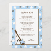 ロックスターのベビーシャワーはノート-青感謝していしています サンキューカード (正面/裏面)