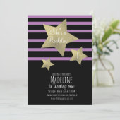 ロックスターの女の子のギター ゴールドスターバースデー 招待状 (スタンド正面)