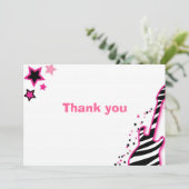 ロックスターの女の子のピンクはメッセージカード感謝していしています 招待状 (スタンド正面)