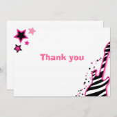 ロックスターの女の子のピンクはメッセージカード感謝していしています 招待状 (正面/裏面)