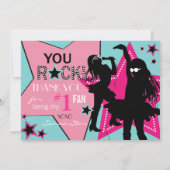 ロックスターの女の子バンドは水のピンク感謝していしています サンキューカード (裏面)