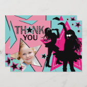 ロックスターの女の子バンドは水のピンク感謝していしています サンキューカード (正面/裏面)