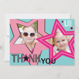 ロックスターの女の子バンドは水のピンク感謝していしています サンキューカード