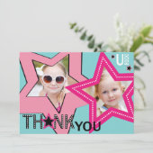 ロックスターの女の子バンドは水のピンク感謝していしています サンキューカード (スタンド正面)