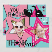 ロックスターの女の子バンドは水のピンク感謝していしています サンキューカード (正面/裏面)