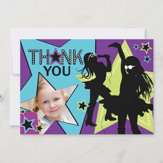 ロックスターの女の子バンドは水の緑感謝していしています サンキューカード (正面)