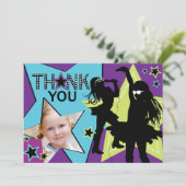 ロックスターの女の子バンドは水の緑感謝していしています サンキューカード (スタンド正面)