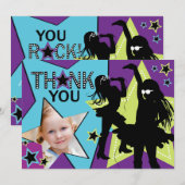 ロックスターの女の子バンドは水の緑感謝していしています サンキューカード (正面/裏面)