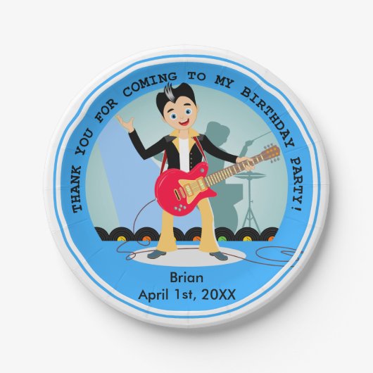 ロックスターの男の子の誕生会 ペーパープレート (正面)