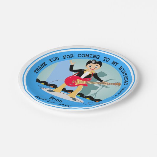 ロックスターの男の子の誕生会 ペーパープレート (アングル)