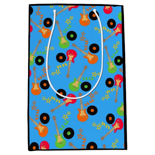 ロックスターの男の子の誕生会 ミディアムペーパーバッグ (正面)