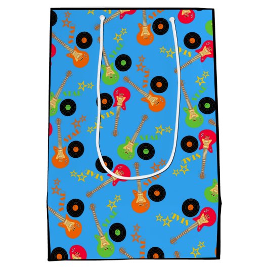 ロックスターの男の子の誕生会 ミディアムペーパーバッグ (裏面)