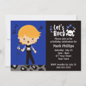 ロックスターの男の子の誕生日パーティー 招待状 (正面)