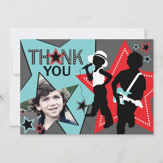 ロックスターの男の子バンドは水の赤感謝していしています サンキューカード (正面)