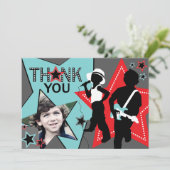 ロックスターの男の子バンドは水の赤感謝していしています サンキューカード (スタンド正面)