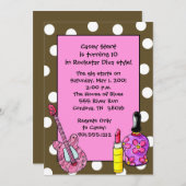 ロックスターの花型女性歌手の誕生日の招待状 招待状 (正面/裏面)