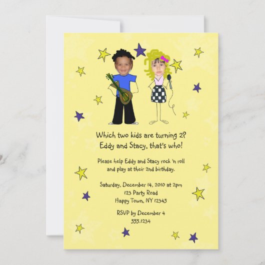 ロックスターの誕生会の写真は課します 招待状 (正面)