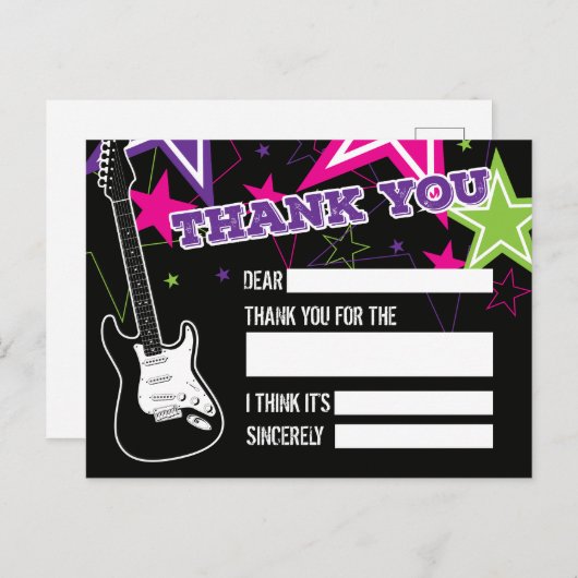 ロックスターの誕生日お礼メッセージ ポストカード (正面/裏面)