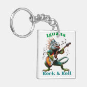 ロックスターイグアナカラフルの音楽バースト キーホルダー (正面左)