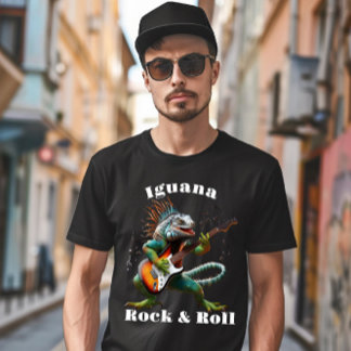 ロックスターイグアナカラフルの音楽バースト Tシャツ