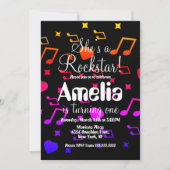 ロックスターカラフルギタースターロック誕生日 招待状 (正面)