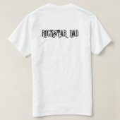 ロックスターカリカチュアパパとギター付きの子供 Tシャツ (デザイン裏面)