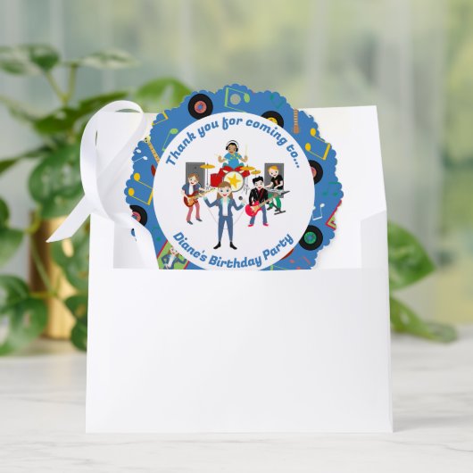 ロックスターガールバンドバースデーパーティー オーナメントカード (封筒)