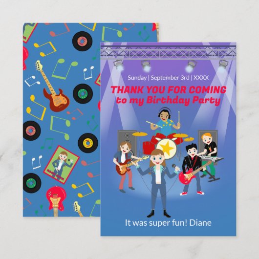 ロックスターガールバンドバースデーパーティー サンキューカード (正面/裏面)