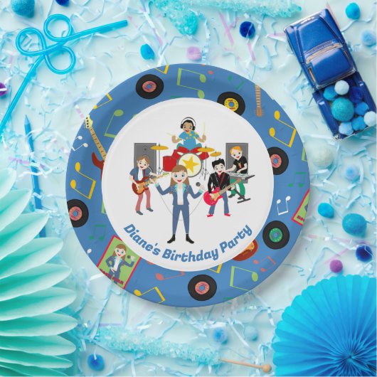 ロックスターガールバンドバースデーパーティー ペーパープレート (パーティー)