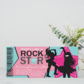 ロックスターガールバンド誕生日アクアピンク 招待状 (スタンド正面)